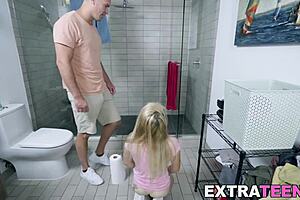 Naughty petite 18+ bouncing on huge dick until a big facial.