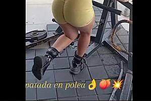 nicole medallo sweats in gym for nice body to please men