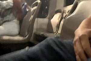 Showing cock on public bus leads to horny slut touching it outdoors.