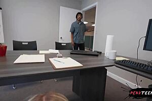 cheating teen 18+ talks on phone with boyfriend while boss fucks her at office