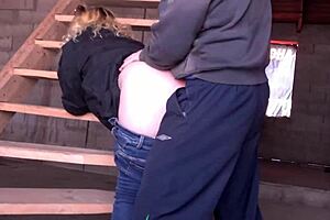 foreman humiliates moaning wife slut in voyeur construction sex