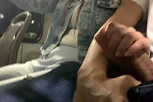 Showing cock on public bus leads to horny slut touching it outdoors.