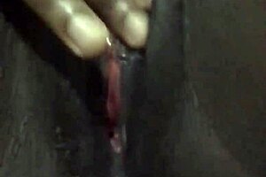 black wet pussy solo masturbation turns into creampie