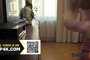 intriguing how his old daddy showed me wild french fucking on the sofa with shaved pussy action.