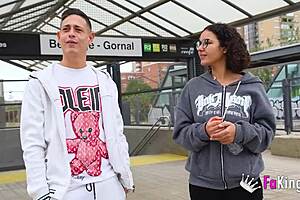 seducing lily morena for rough blowjob on street