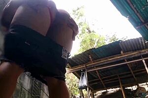 The Colombian Girl Gets Her Ass Fucked Behind Her Parents' House.