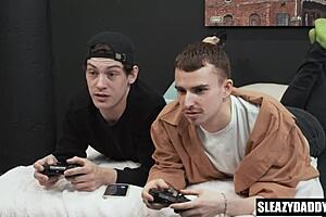 Sleazy Stepfathers Fuck Young Stepsons Bareback In Taboo 4some