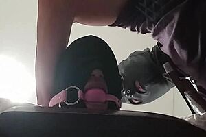 Tied up blindfolded MILF gets fucked in mouth, pussy, and ass.