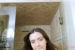 Striking Brunette Beauty Felt Refreshed After Taking A Shower