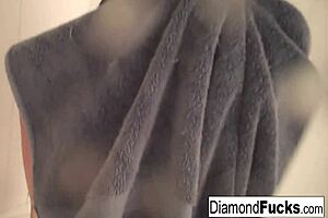 hey, busty brunette latina diamond gets super wet masturbating solo in the shower 💦