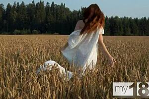 My18teen 18+s - cute girl went into the field for a walk and masturbate her pussy