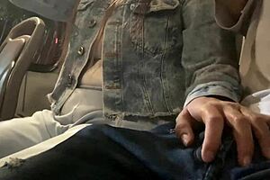 Showing cock on public bus leads to horny slut touching it outdoors.