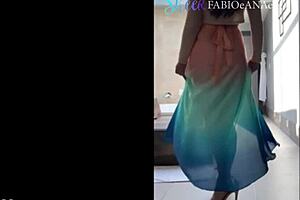 sensual amateur in cosplay panties outdoor