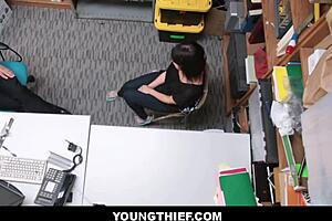 why did cute brunette teen shoplifter Penelope Reed get strip searched and fucked by that big cock?