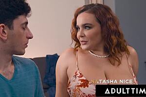 Oh god, teach me to deepthroat and ride that cock rough, begs the innocent guy to busty redhead milf.