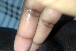 black wet pussy solo masturbation turns into creampie