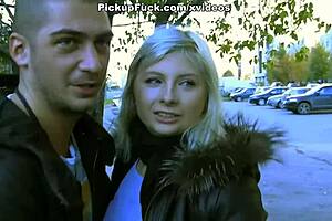 teen threesome pickup turns into public balcony sex