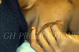 African couple enjoys foreplay