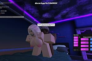 Blonde whore in Roblox porn, contrasting virtual and real desires.