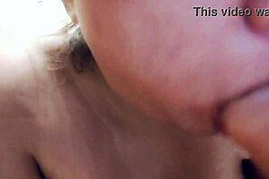 Sucking On A Big Realistic Dildo Full Of Milk Closeup