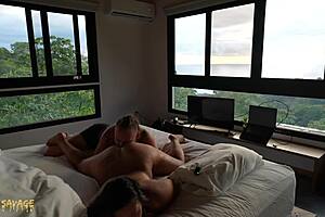 Girlfriend enjoys pussy eating to orgasm in doggystyle and missionary positions