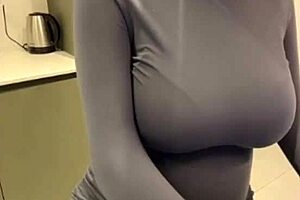 i'm jerking off on my stepmom's big milky tits, licking them too