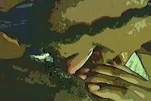 Watch this ebony babe get a dildo and tongue tag team on her wet pussy.