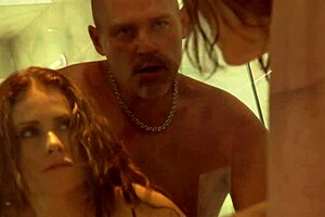 i enjoy shower sex with ginger lea, licking her big tits in stockings