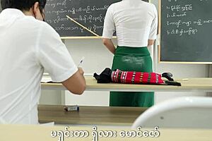 Teacher punishes her student with slaps and licks while fucking.