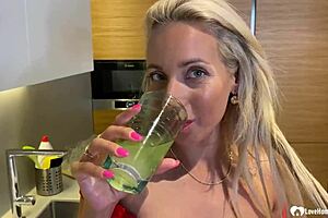 Smoking blonde milf strips and fingers!