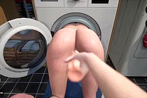 Stepmom got stuck in the washing machine game with sex machine milf mother in law