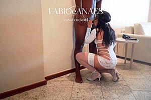 Teaser hotwife moans and trembles cumming on big cock of crossfit friend dominating her in front of cuckold voyeur