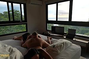 Girlfriend enjoys pussy eating to orgasm in doggystyle and missionary positions