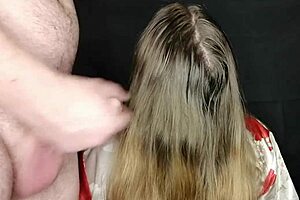 I did this on her long hair and she didnt mind! Explosive cumshot action in close-up roleplay.