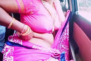 In the car, a cute Indian housewife cheats with her boyfriend through dirty talk and intense fucking