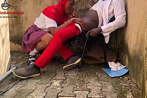 horny school girl distracted the serious senior student and fucks his big black cock outside the classroom please subscribe to red