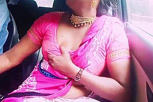 In the car, a cute Indian housewife cheats with her boyfriend through dirty talk and intense fucking