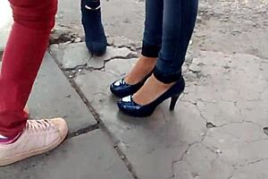 Beautiful princess in stylish heels and shoes