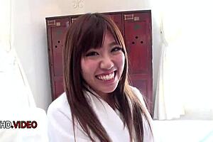 Chisa Hoshino in a Japanese scene with shaved hairless body.