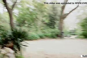 Russian babe sucks dick for cash in public outdoor pov.