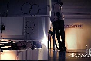 The doctor does a sexy pole dance, showing off her ass in the hospital?