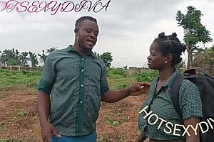 Nastybitch Fucks Schoolmate In Bush For Money