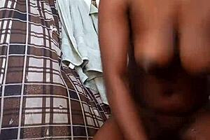 Skinny girl teases herself in bed early in the morning