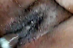 Ebony Amateur's Pussy Squirts From Monster Cock Fucking