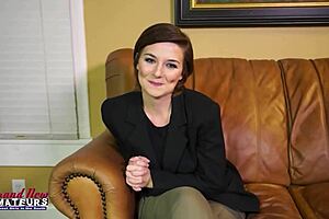 Short Haired Brunette Kylie Sucks a Cock and Swallows the Cumshot