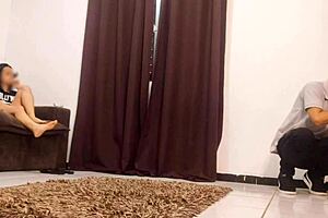 Young Brazilian woman in dress no panties seduces technician for sex