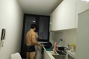 for a little oil, my ass gets filled with cum, wow