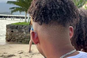 Black Couple Fucks Brunette Surfer