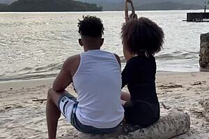 Black Couple Fucks Brunette Surfer