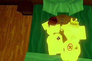 Wow, this Robloxian BBC guy takes on two snowbunnies in bed 😍